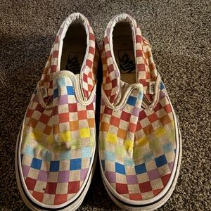 Vans Women’s rainbow 🌈 Checkered Slip-On Sneakers